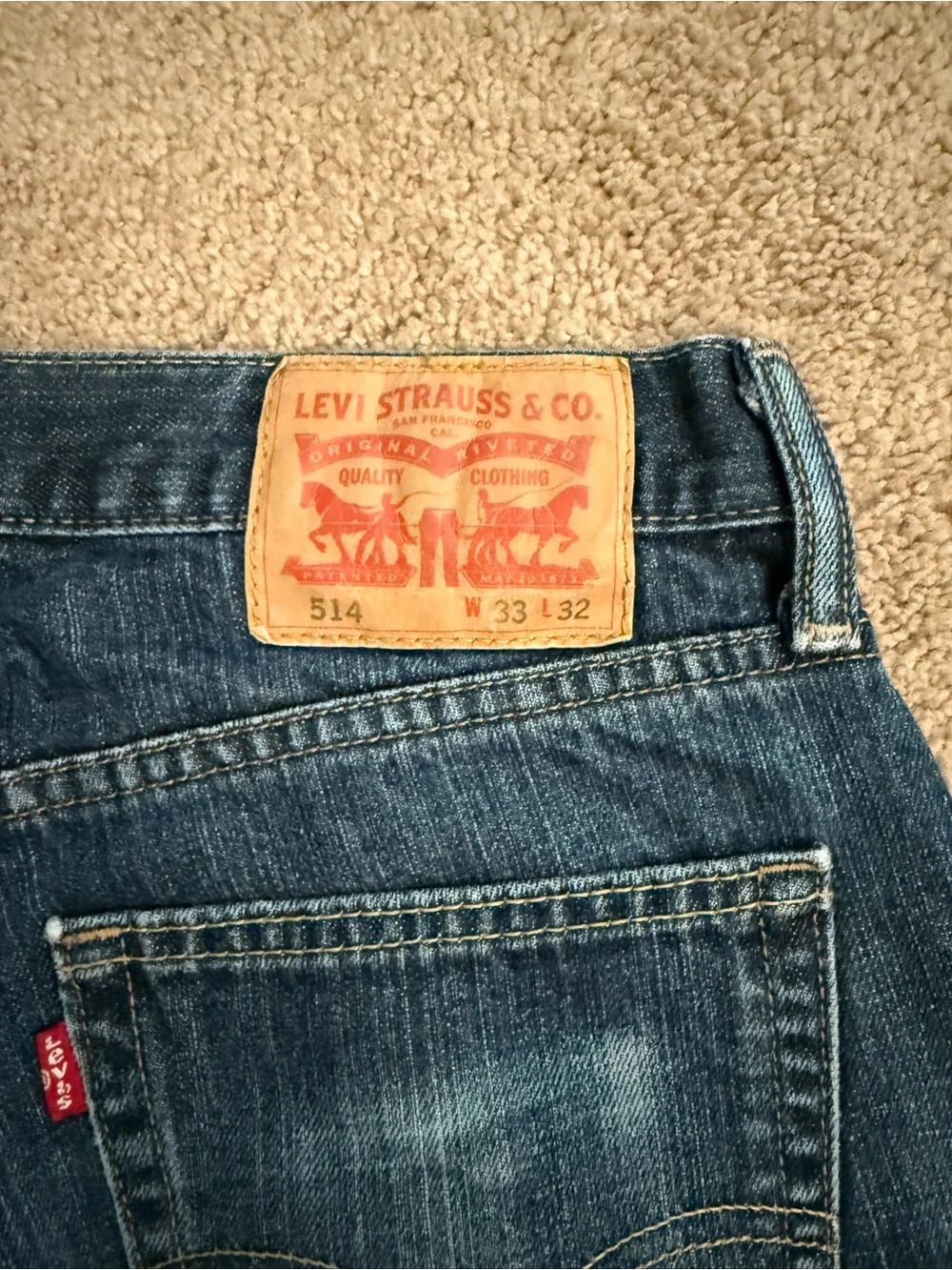 Levi's Men's Dark Blue Straight Jeans with Back Patch